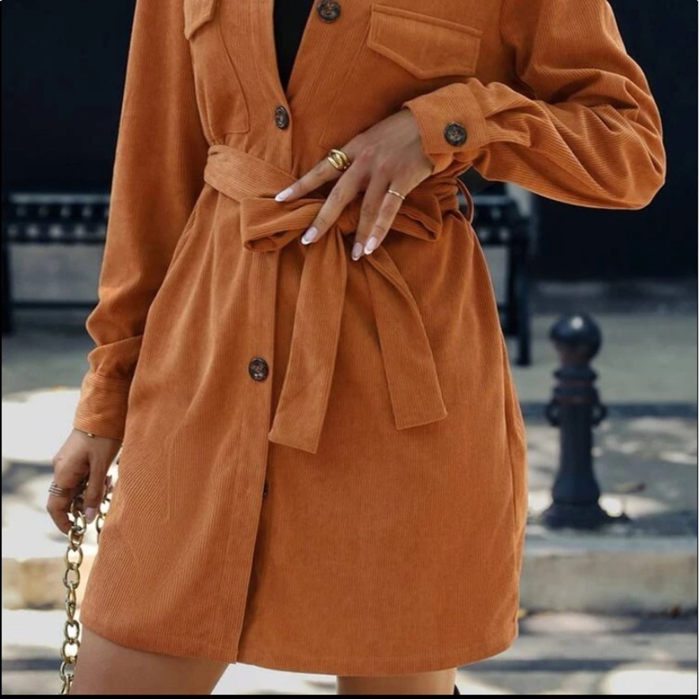 corduroy button down long sleeve jacket - Picture 5 of 9